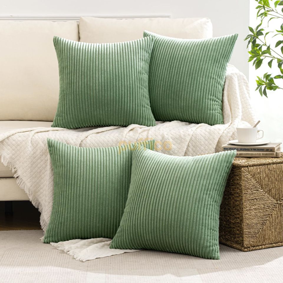 Kırlent Kılıfları 40x40 cm 4'lü Set Modern Dekoratif Kırlent Kılıfları Yumuşak Kadife Ev Dekorasyonu su yeşili - 40x40
