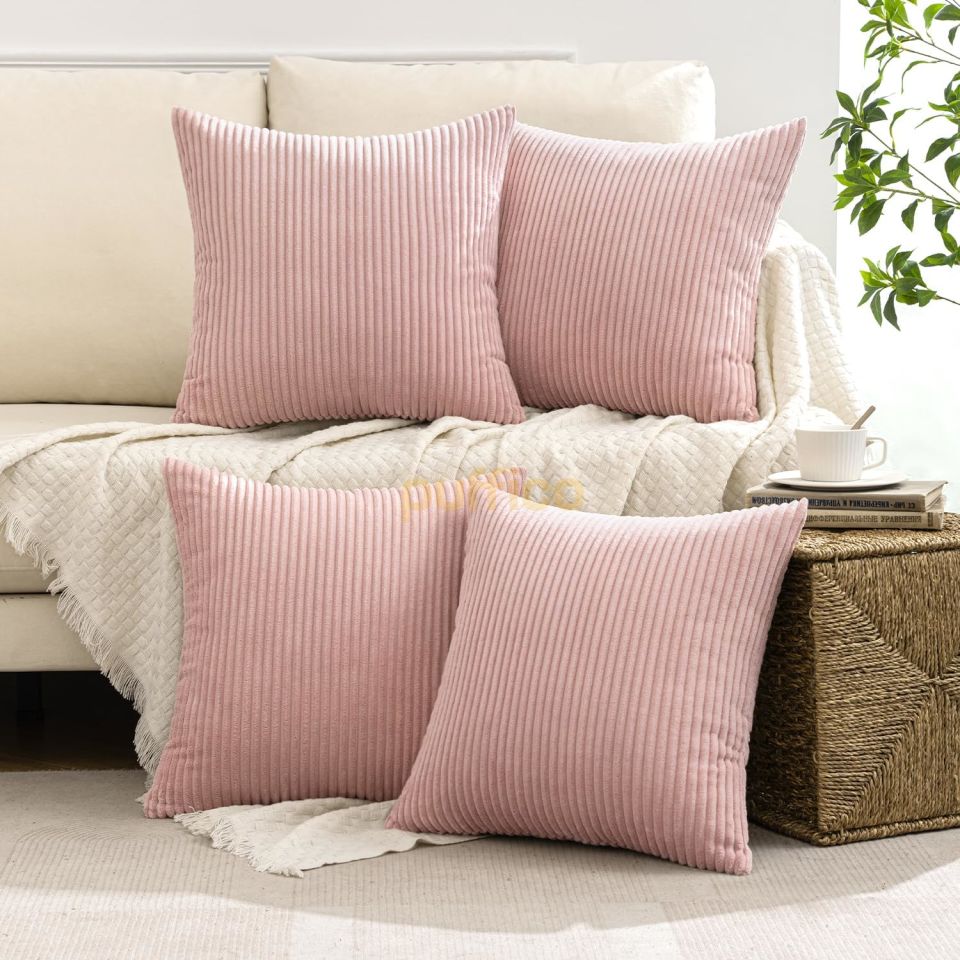 Kırlent Kılıfları 40x40 cm 4'lü Set Modern Dekoratif Kırlent Kılıfları Yumuşak Kadife Ev Dekorasyonu pembe - 40x40