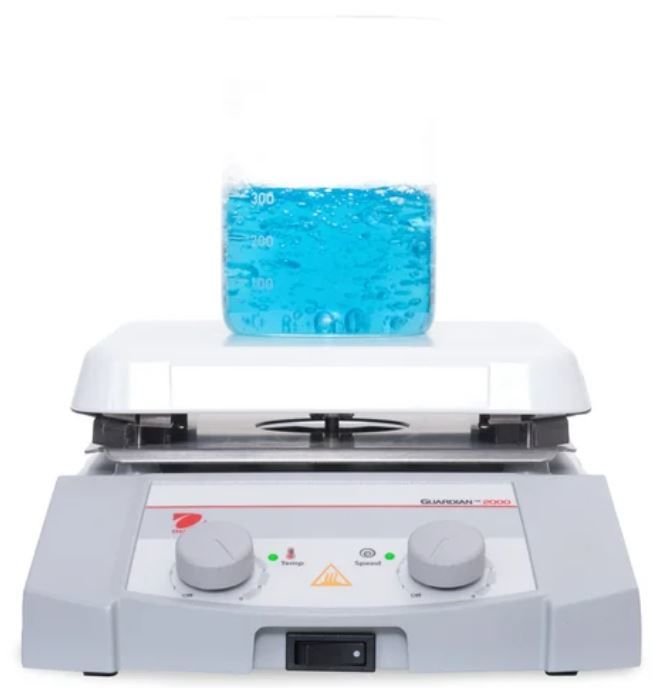 Ohaus Guardian 2000 Serisi e-G21HS07C Model Analog Isıtıcılı Manyetik Karıştırıcı, 200-1600 rpm, 70-500°C, 15L Kapasite, 178 mm x 178 mm Plate, Seramik Kaplama, Analog
