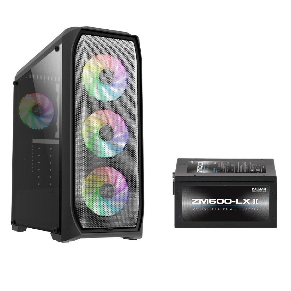 ZALMAN N5 MF 600W ATX Mid Tower 4 RGB Fanlı Kasa 1 x Kulaklık, 1 x Mikrofon, 2 x USB 2.0, 1 x USB 3.0, Fan Kontrol, Renkli Akralik Panel, PCI/AGP 365mm