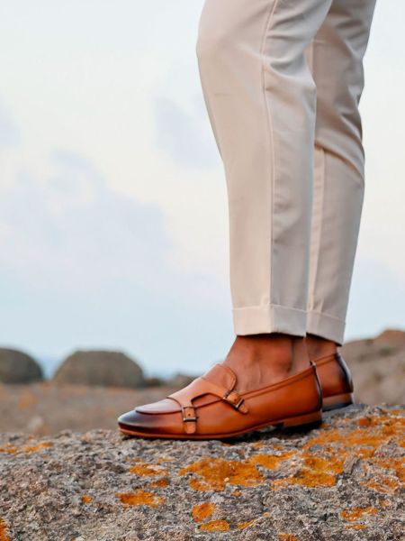 İBAY 154 VALLE Men's Tan Color Genuine Leather Classic Shoes TABA - 39