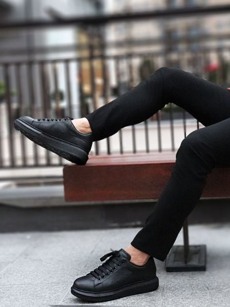 İBAY 022 KARPALO BLACK MEN'S LEATHER DAILY STYLE SHOES BLACK BLACK - 41