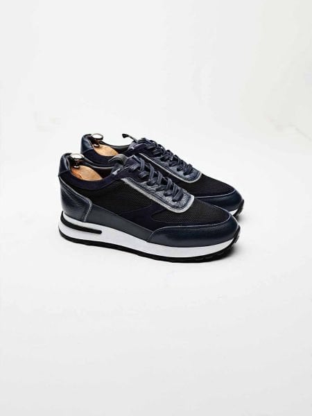 İBAY 682 MARIO DARK BLUE MEN'S LEATHER SHOES DARK BLUE - 41