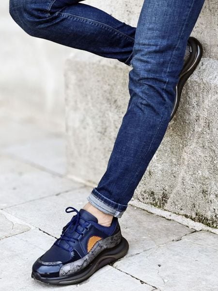 İBAY 2227 THEON AIR QUALITY GENUINE LEATHER DAILY STYLE STURDY SHOES DARK BLUE Patent Leather - 42