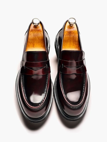 CLARED RED TYLOR REAL LEATHER MEN'S CLASSIC SHOES CLARET RED OPENING - 38