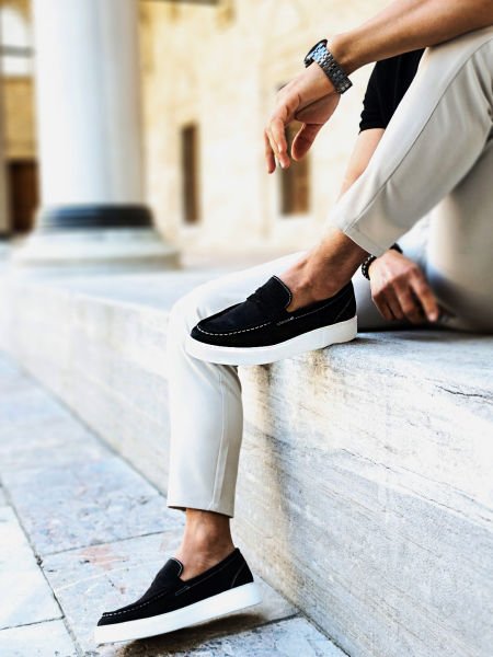 SCHWARZES NUBUK NAPOLI, KOMFORTABLE TÄGLICHE SCHUHE SCHWARZES NUBUK - 44