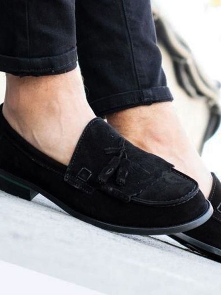 1200 GEORGE HAGAN Klassische Herrenschuhe aus schwarzem echtem Wildleder SCHWARZES WILDLEDER - 41