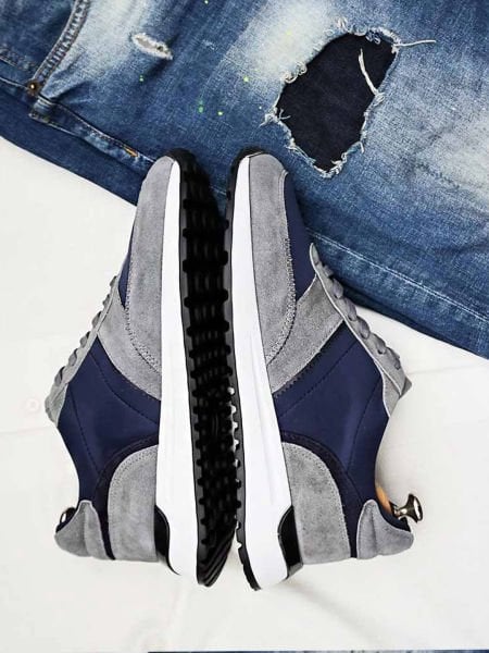 İBAY 430 ATHLETIC DARK BLUE GRAY MEN'S LEATHER DAILY SHOES GRAY DARK BLUE - 42