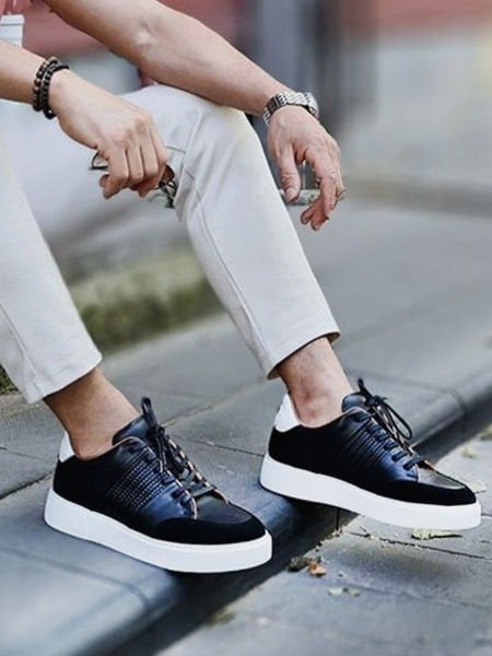 İBAY 419 CARL BLACK STYLE MEN'S LEATHER DAILY SHOES BLACK - 42