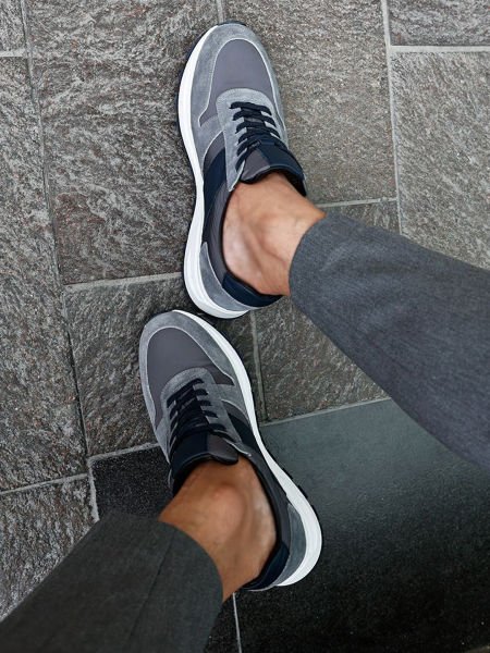 GREY NAWY BLUE HECTOR ERKEK TARZ DERİ GÜNLÜK AYAKKABI