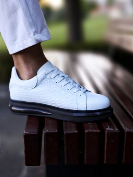 WHITE AMIRI ERKEK DERİ GÜNLÜK AYAKKABI BEYAZ KROKKO - 44