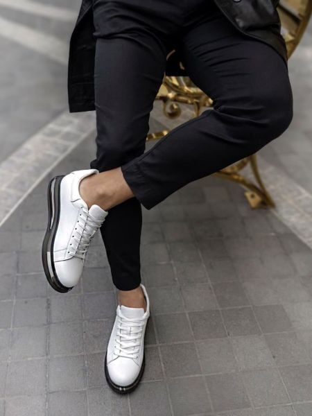 İBAY 1966 AMIRI WHITE STYLE COMFORTABLE MEN'S LEATHER DAILY SHOES WHITE - 42