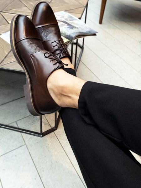 COFEE LORD KLASSISCHE HERRENSCHUHE AUS ECHTEM LEDER, KAFFEE FLOTER – 42