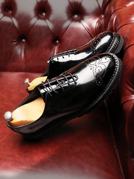 PATENT BLACK RYAN GENUINE LEATHER STYLE MEN'S SHOES BLACK PATENT LEATHER - 45
