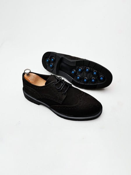 SCHWARZES NUBUK GRASSI NUBUK HERREN-LEDER-TAGESSCHUHE SCHWARZES NUBUK - 45