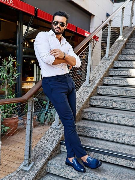 İBAY ENZO Men's Navy Blue Genuine Leather Classic Shoes DARK BLUE - 44