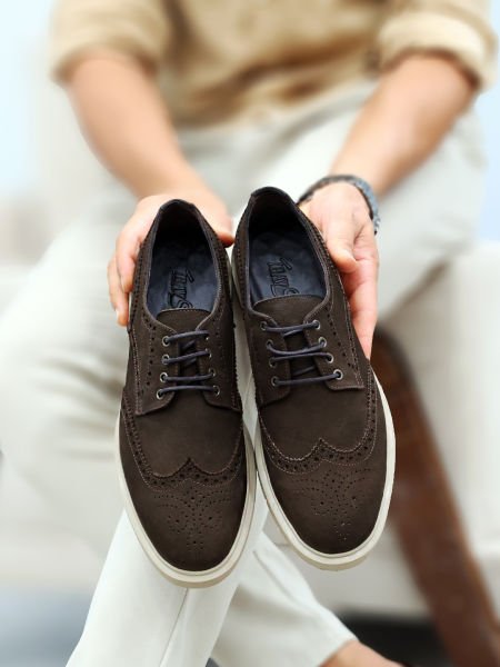 İBAY GRASSI BROWN NUBUCK MEN'S LEATHER DAILY SHOES BROWN NUBUCK - 45