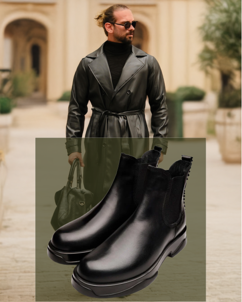 BLACK RAVEN HAKİKİ DERİ ERKEK GÜNLÜK AYAKKABI SİYAH ANTİK - 41