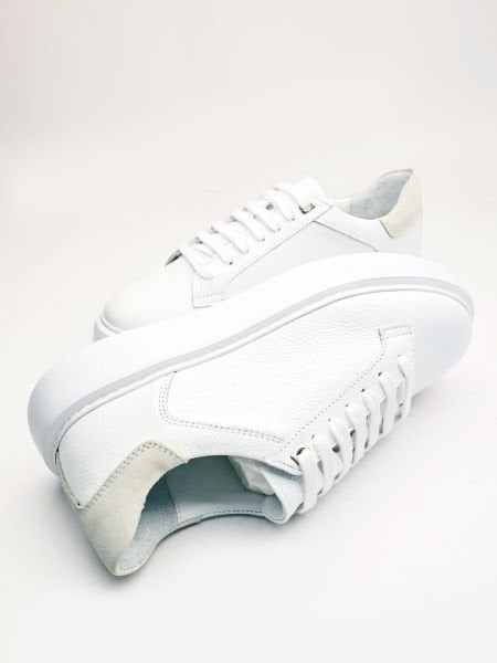 WHITE EVEREST GENUINE LEATHER WHITE CASUAL MEN'S SHOES WHITE FLOOTER - 43