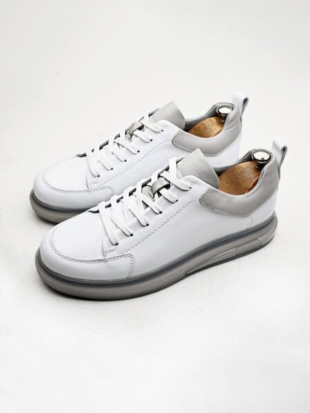 İBAY FLIGHT AIR WHITE MEN'S LEATHER DAILY STYLE SHOES WHITE GRAY - 44