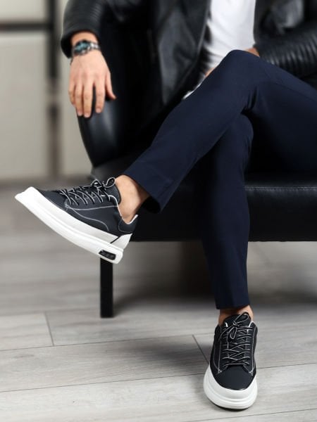 BLACK GREAT NEW SEASON GENUINE LEATHER SHOES BLACK - 44