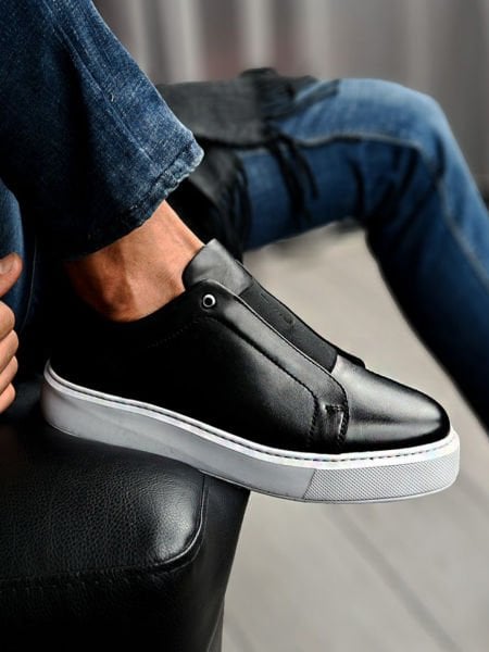İBAY JIMMY BLACK SLEEPLESS MEN'S LEATHER DAILY STYLE SHOES BLACK - 39