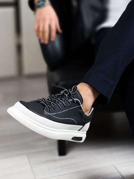 BLACK GREAT NEW SEASON GENUINE LEATHER SHOES BLACK - 44