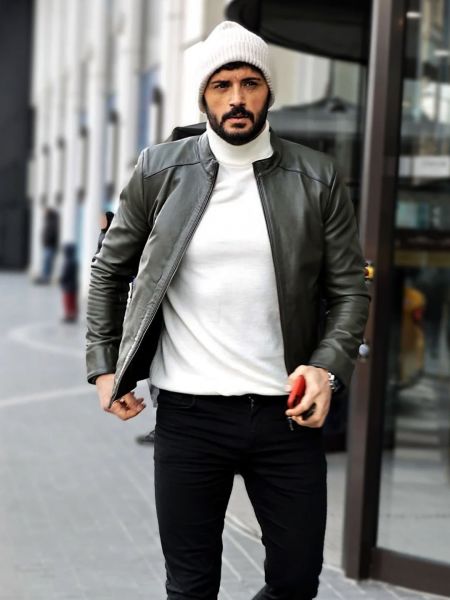 JOHN DAWID TEO GENUINE LEATHER COAT GREEN - L