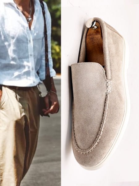 BEIGE SUEDE PIANA W HAKİKİ DERİ ERKEK YAZLIK RAHAT AYAKKABI BEJ SÜET - 45