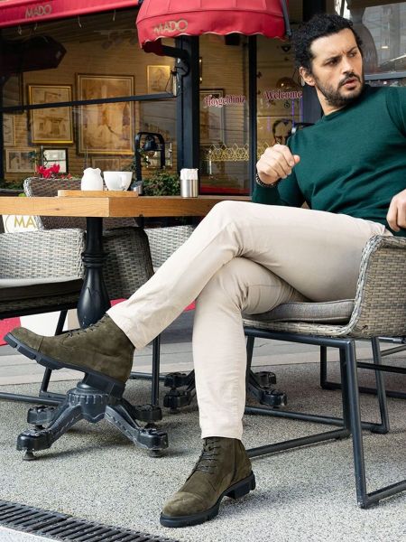 İBAY 206 DYNAMIC KHAKI SUEDE MEN'S LEATHER BOOTS KHAKI SUEDE - 43