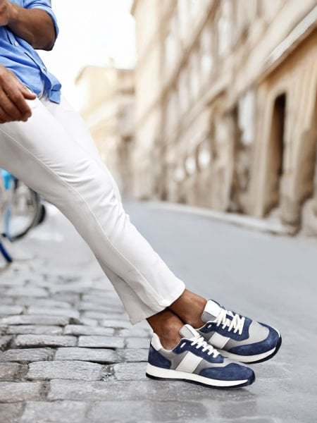 NAVY BLUE PARIS HAKİKİ DERİ ERKEK GÜNLÜK AYAKKABI GRİ LACİVERT - 42