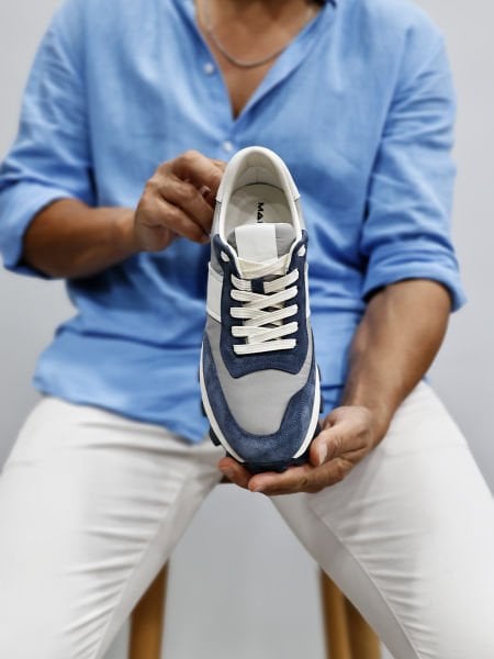 NAVY BLUE PARIS HAKİKİ DERİ ERKEK GÜNLÜK AYAKKABI GRİ LACİVERT - 43