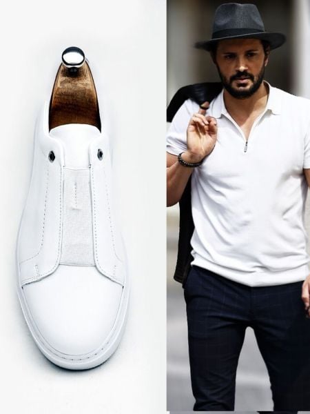 İBAY 1885 JIMMY WITHOUT LACES COMFORTABLE LEATHER MEN'S DAILY SHOES WHITE - 41
