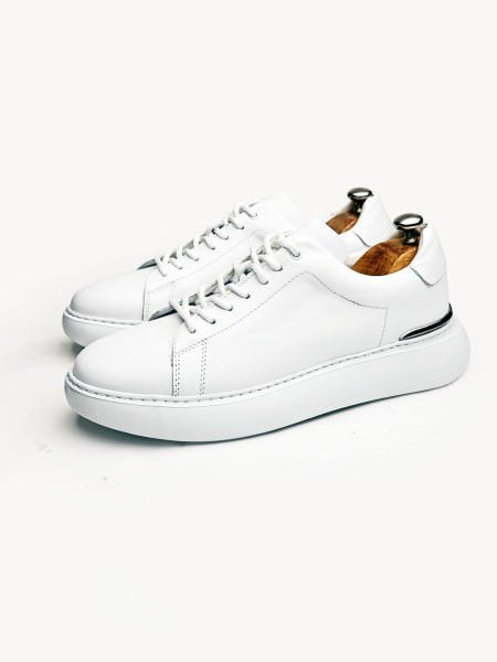 WHITE PRIME HAKİKİ DERİ ERKEK GÜNLÜK ŞIK AYAKKABI BEYAZ - 45