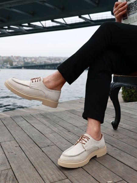 BEIGE WILDLEDER BULLY HERRENSCHUHE AUS ECHTEM LEDER BEIGE WILDLEDER - 40