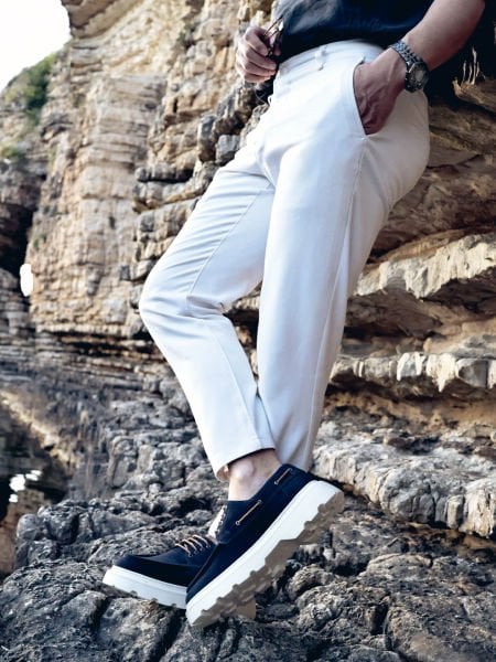 MARINEBLAUES WILDLEDER IDEAL ECHT DUET LEDER HERREN FREIZEITSCHUHE MARINEBLAUES WILDLEDER - 38