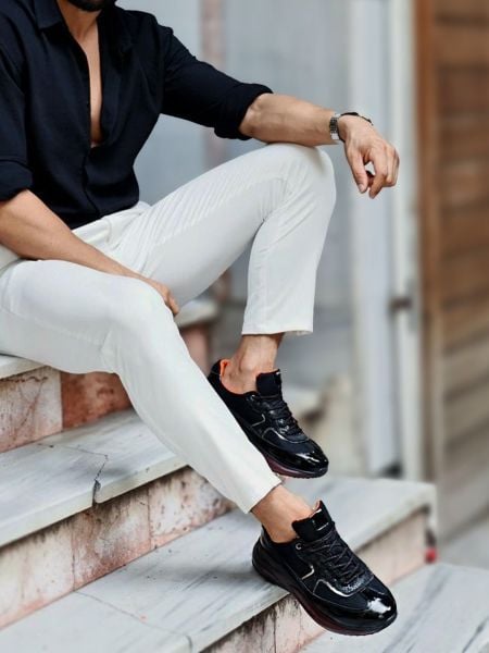 İBAY 1301 ALFA AIR BLACK Patent Leather MEN'S LEATHER DAILY SHOES BLACK Patent Leather - 40