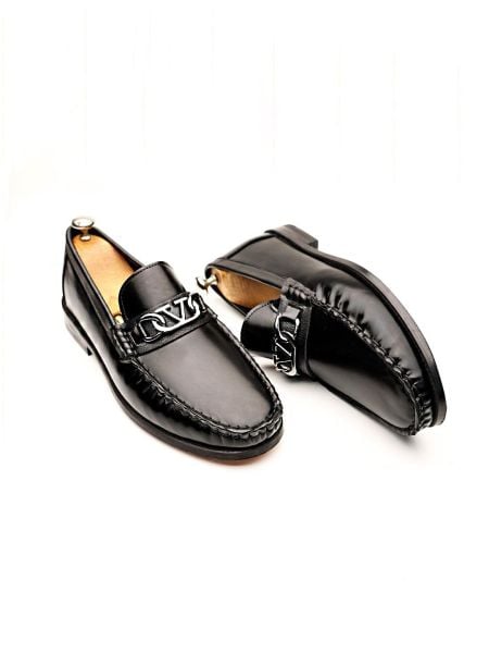 PATENT BLACK SANTA BLACK OPEN MEN'S LEATHER STYLE SHOES BLACK OPEN - 42