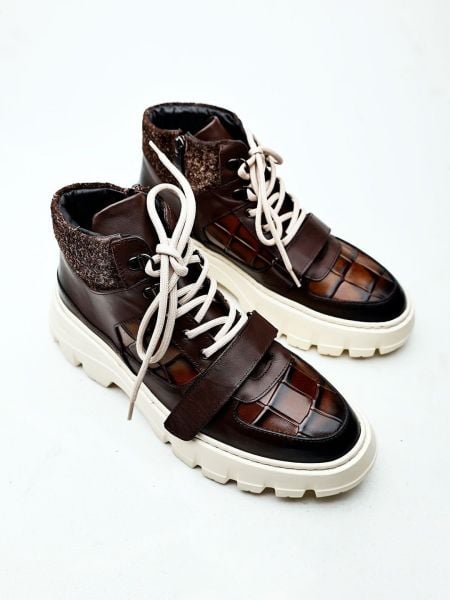 COFFE CROCO FİLİPPO HAKİKİ DERİ BOT Kahve Kroko - 44