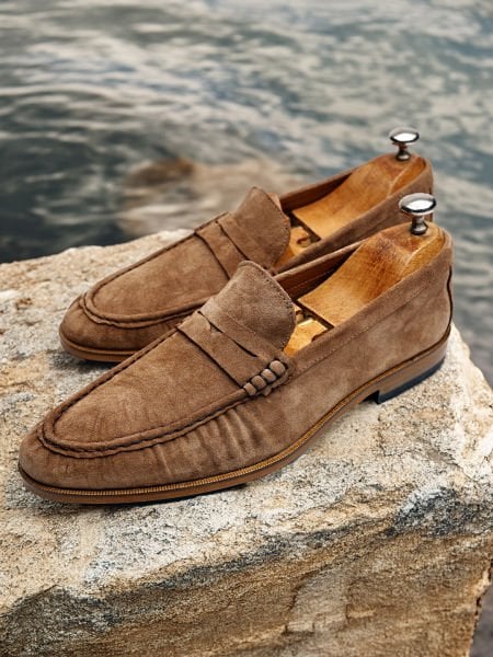 COFFEE SUEDE ESTE HAKİKİ SÜET DERİ ERKEK TARZ YAZLIK AYAKKABI KAHVE - 43