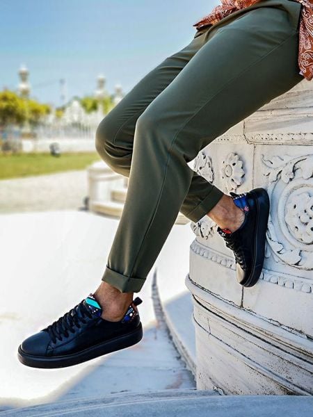 İBAY 2246 HAWAII COMFORTABLE MEN'S LEATHER DAILY SHOES BLACK - 45