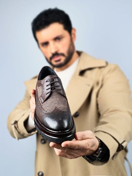 COFFEE PERFECT GENUINE LEATHER CLASSIC SHOES COFFE X - 44
