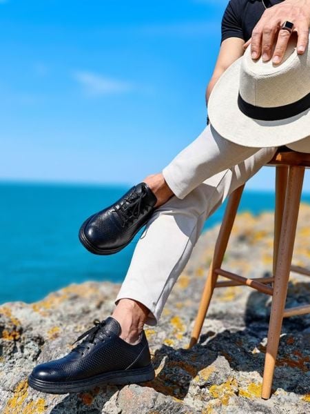 SCHWARZ BLACK ACCESS TÄGLICHE SCHUHE AUS ECHTLEDER SCHWARZ SCHWARZ - 40