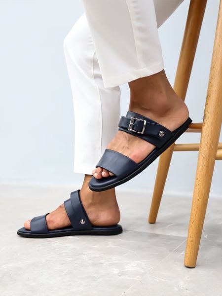 SKY SANDALS GENUINE LEATHER MEN'S SANDALS GENUINE LEATHER MEN'S SANDALS NAVY BLUE - 40