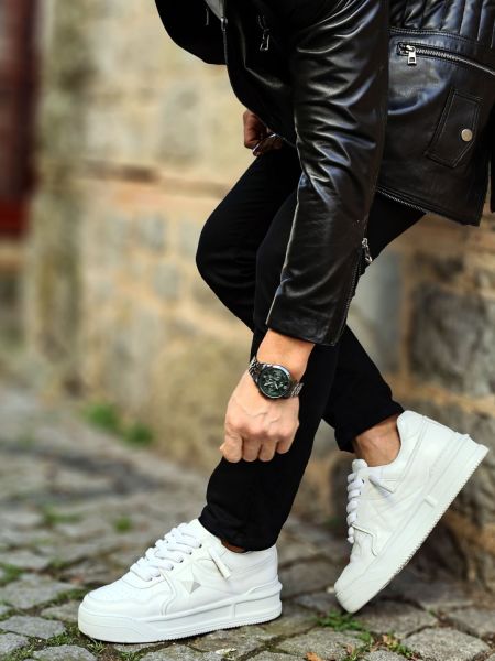 WHITE RANGER HERREN-TÄGLICHE SCHUHE MIT DICKER SOHLE, WEISS - 45