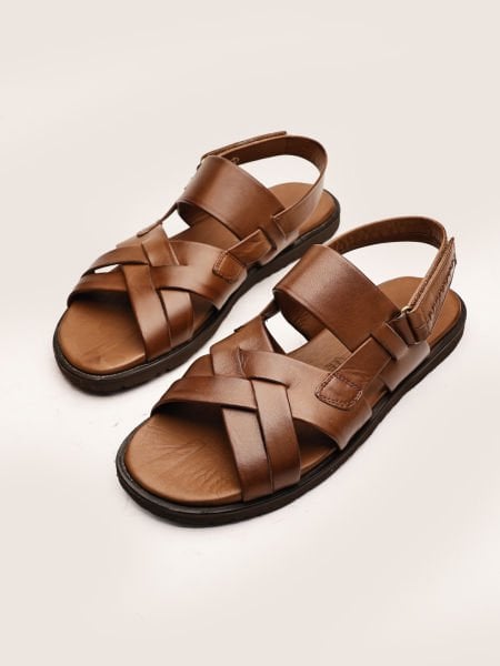 COFFEE  BEACH SANDALET KAHVERENGİ HAKİKİ DERİ SANDELET KAHVE - 46