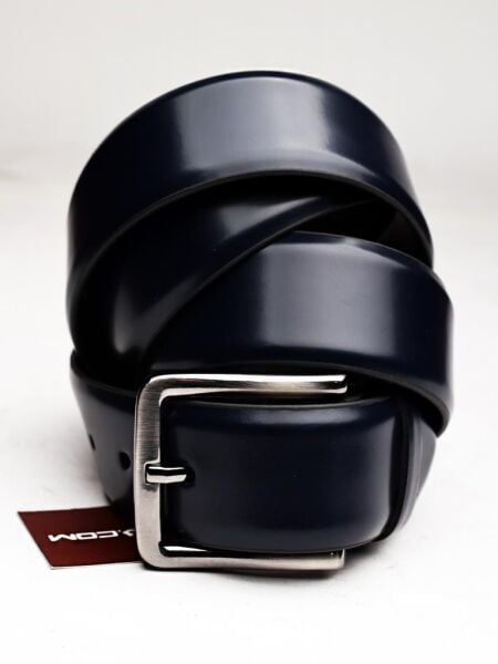 NAVY BLUE LION BELT HAKİKİ DERİ ERKEK KEMER LACİVERT AÇMA - STD