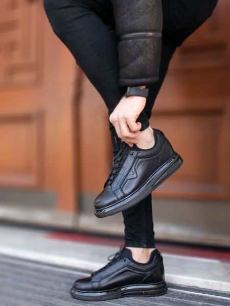 SCHWARZ GRAU GENIUS KOMFORTABLE HERREN-LEDER-TAGESSCHUHE SCHWARZ GRAU - 40