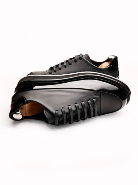 BLACK BENFICA HAKİKİ DERİ ERKEK GÜNLÜK AYAKKABI SİYAH RUGAN - 46