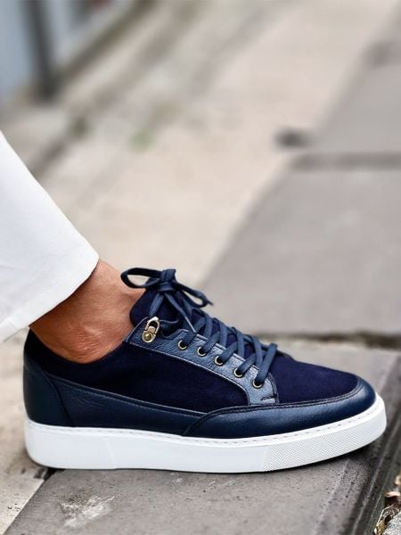 NAVY BLUE VUITTON ERKEK DERİ GÜNLÜK AYAKKABI LACİVERT - 43